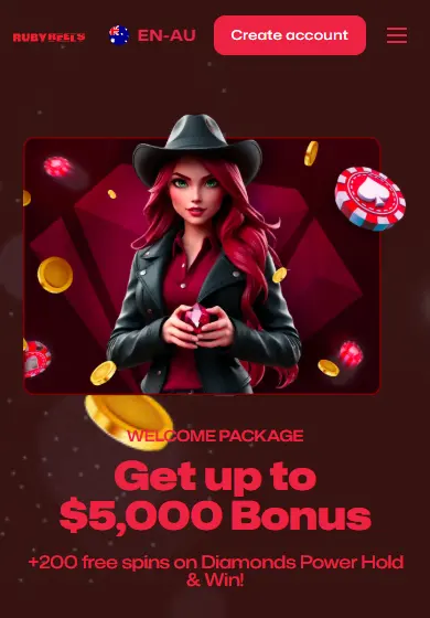 Ruby Reels online casino open in a phone browser